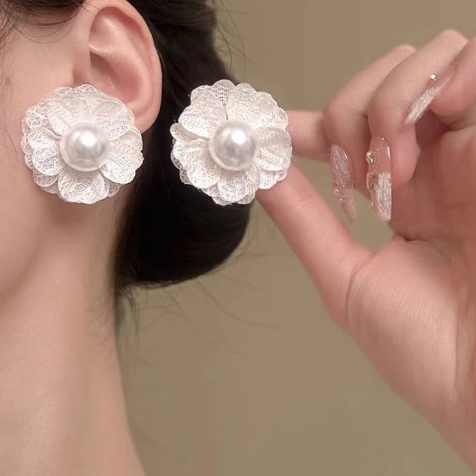 非金属树脂耳饰 媛媛 山茶浮梦氛围感法式气质耳饰#FL0778