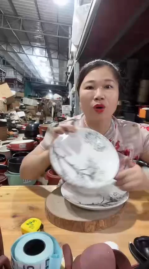 瑕疵8英寸水墨画深盘两个