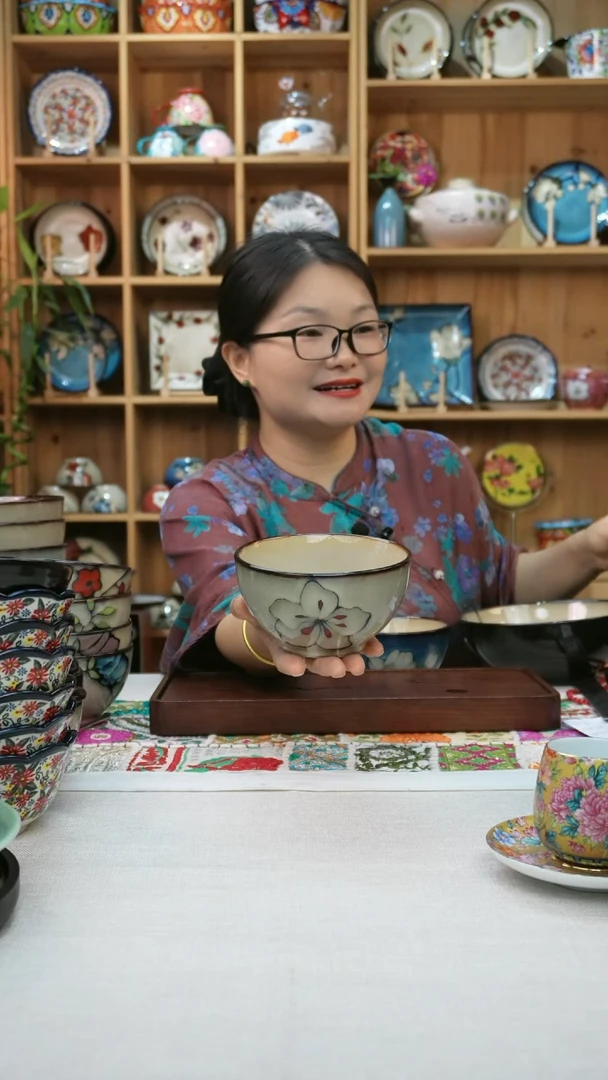 瓷片小可高温陶瓷餐具一组两只米饭碗