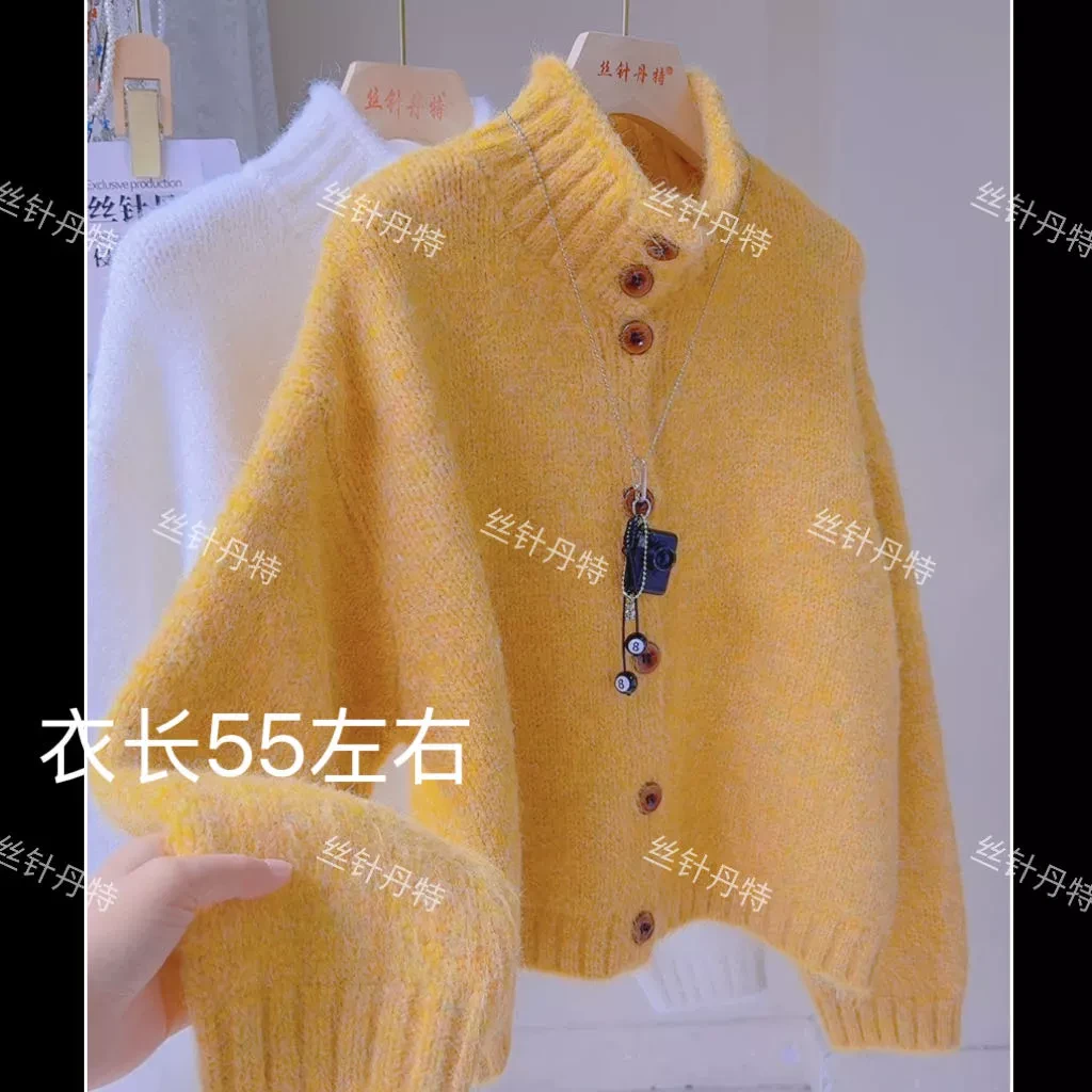 茉慵懒风高级感针织开衫毛衣女款2025新款冬季复古宽松秋冬外套