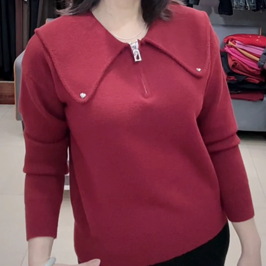 新款时尚羊毛衣枣红色