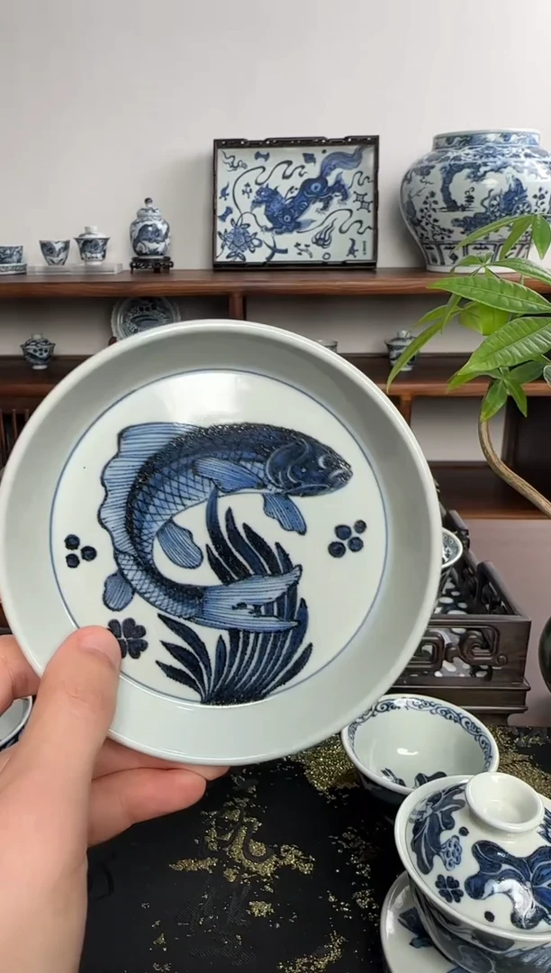 【闪购商品】摆件含真藏古鱼藻小壶承