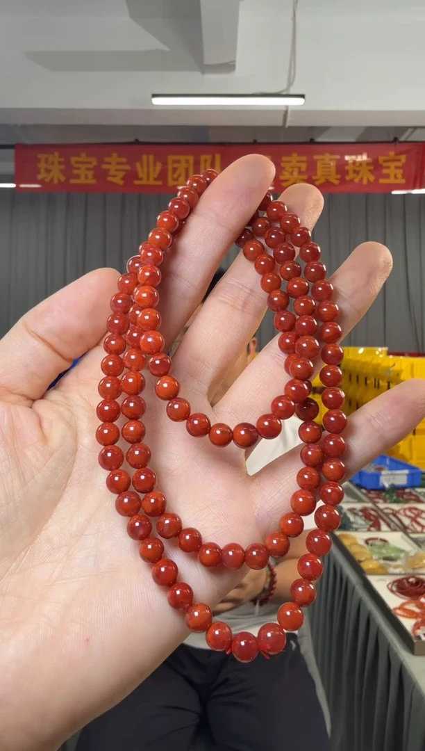 项链未镶嵌南红玛瑙原矿川料南红多圈项链约5.5-6mm