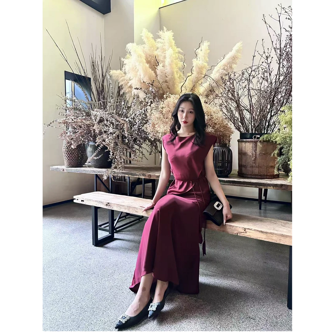 ｛三免一清仓福利｝【暮色玫瑰】醋酸缎面气质套装