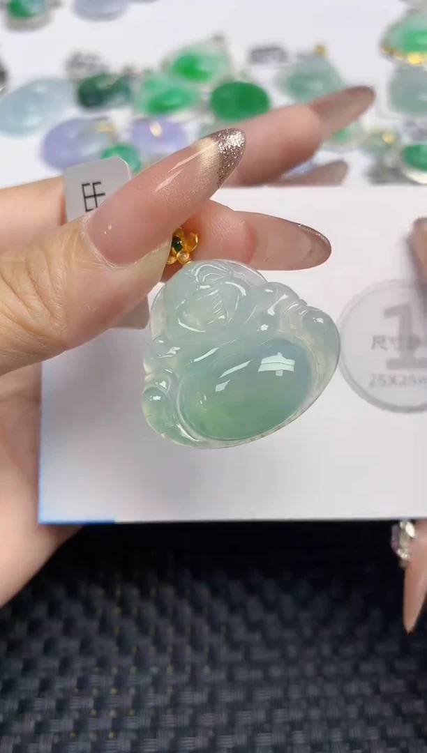 颈饰18K金镶嵌翡翠天然缅甸A货翡翠百元以上9元证书费自理