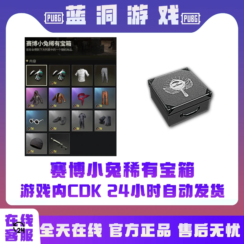 PUBG绝地求生赛博小兔稀有宝箱服饰官方吃鸡CDK蓝色激活码兑换码
