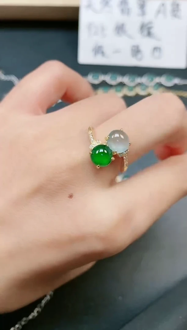 翡翠戒指银S925镶嵌111111