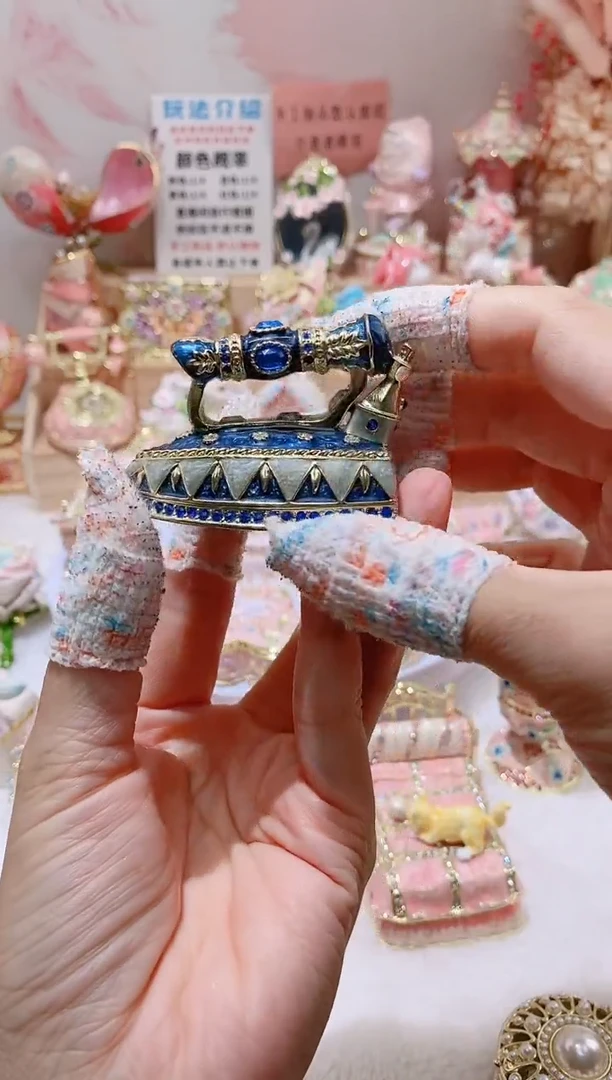合金合金珐琅彩首饰盒摆件