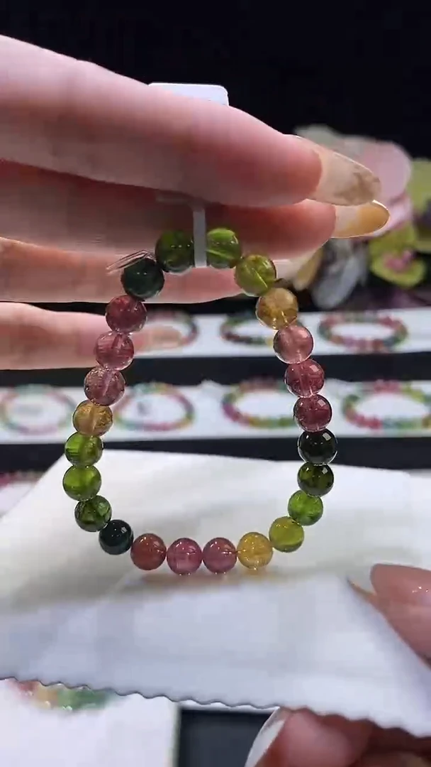 未镶嵌手串碧玺彩虹碧玺单圈7D