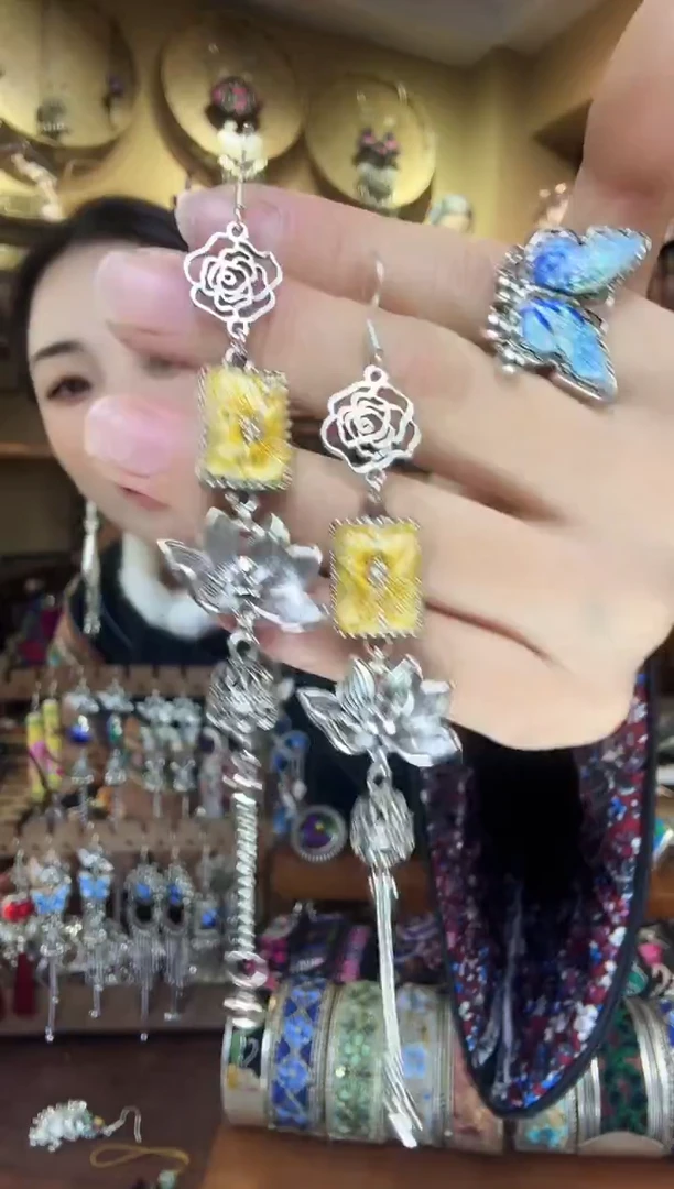 刺绣非遗刺绣民族风耳环