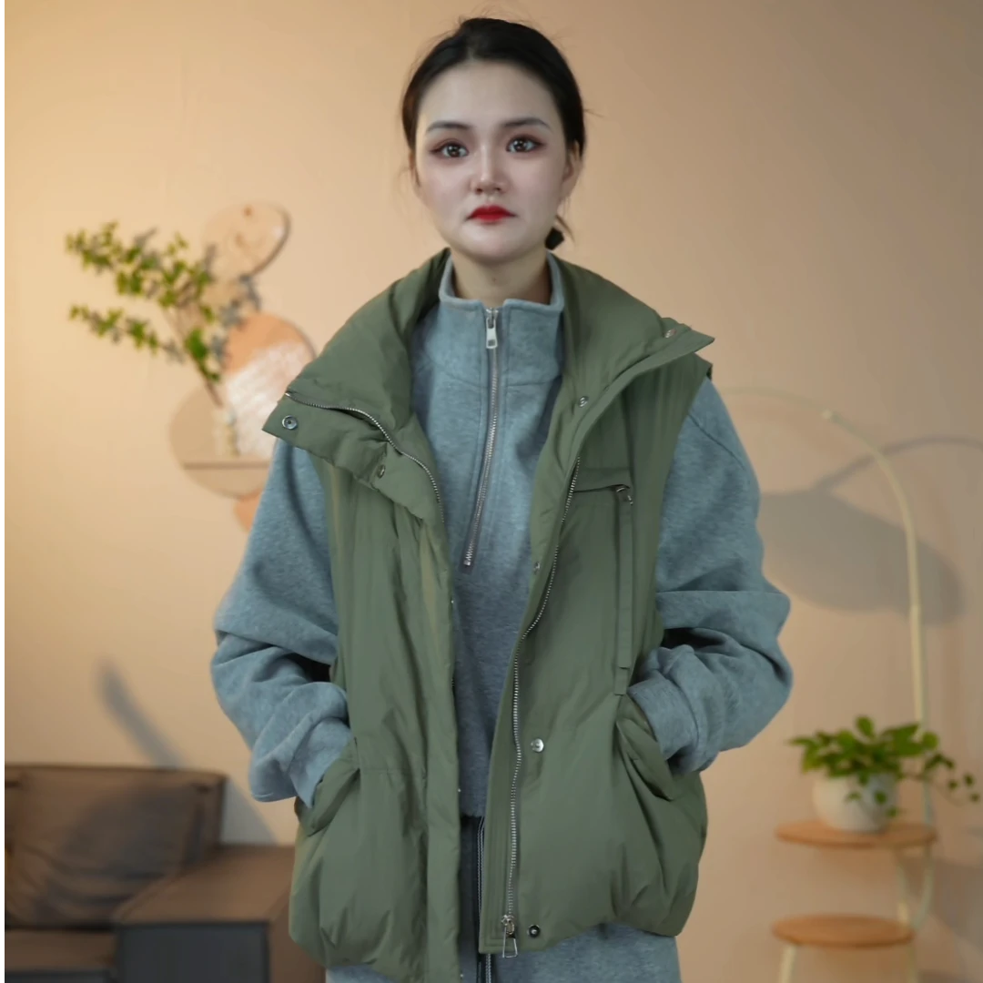 休闲风时尚冬季百搭女装纯色背心短款坎肩