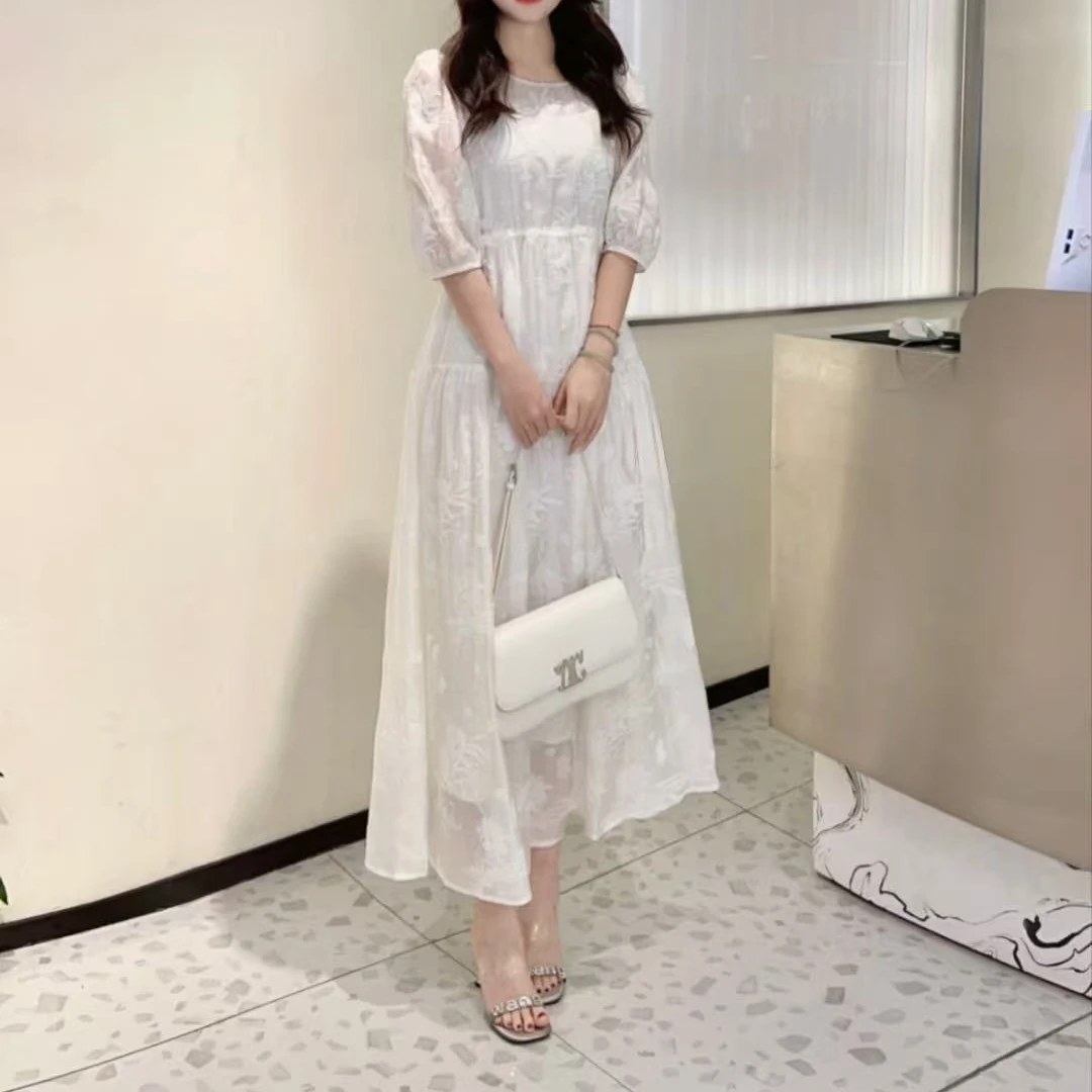 连衣裙-迪家同款优雅气质提花连衣裙Y1038