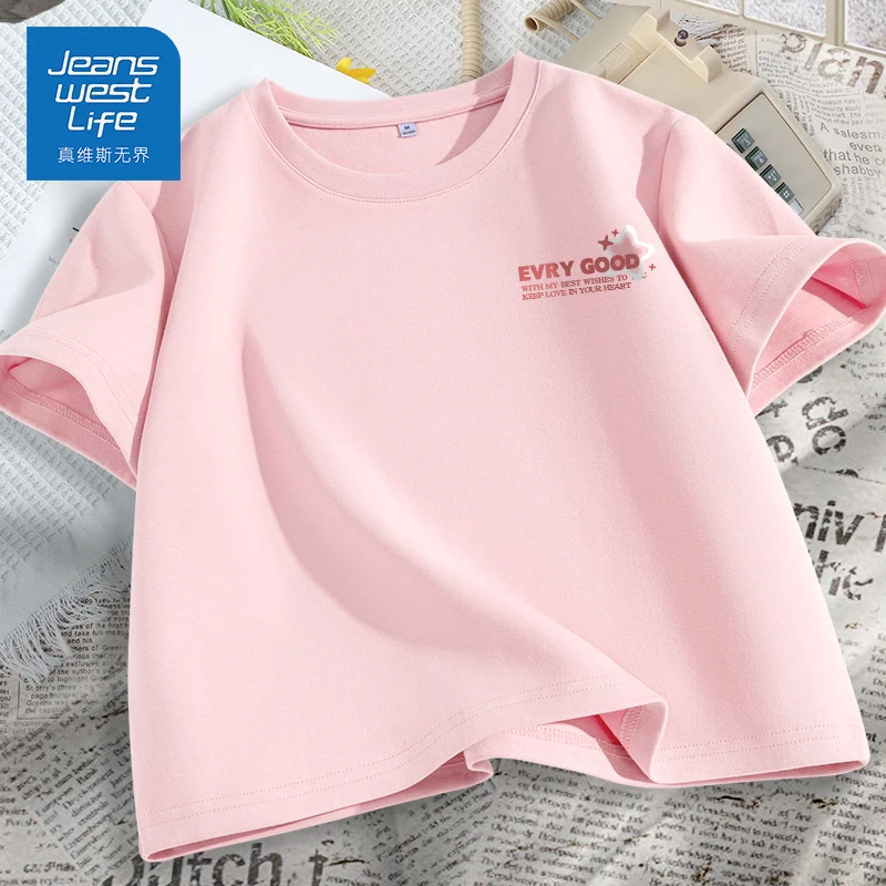 真维斯无界夏季休闲短款T恤可盐可甜潮流印花甜美可爱风学生百搭