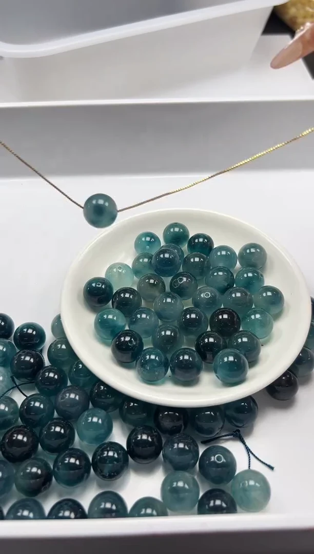 玛瑙/玉髓颈饰未镶嵌W504蓝水飘花14mm*6颗