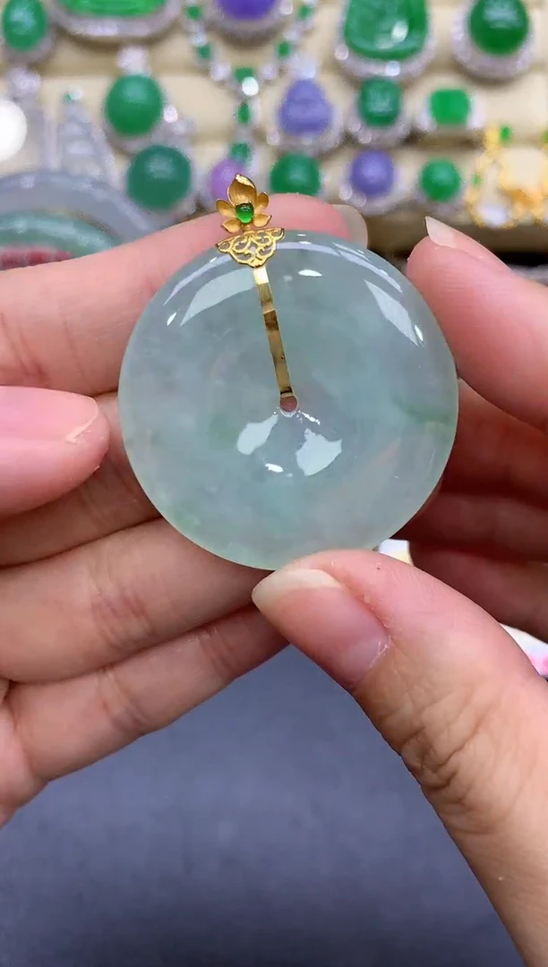 颈饰18K金镶嵌翡翠194-中国好珍宝