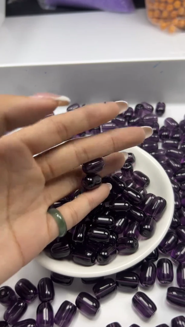 未镶嵌颈饰水晶w2884紫水晶桶珠13*9mm*2颗