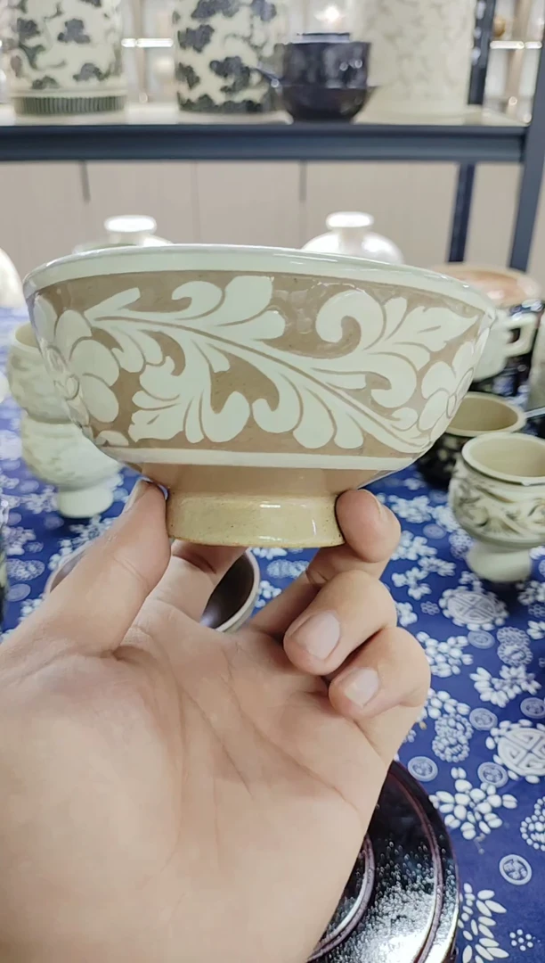 磁州窑纯手工手刻碗