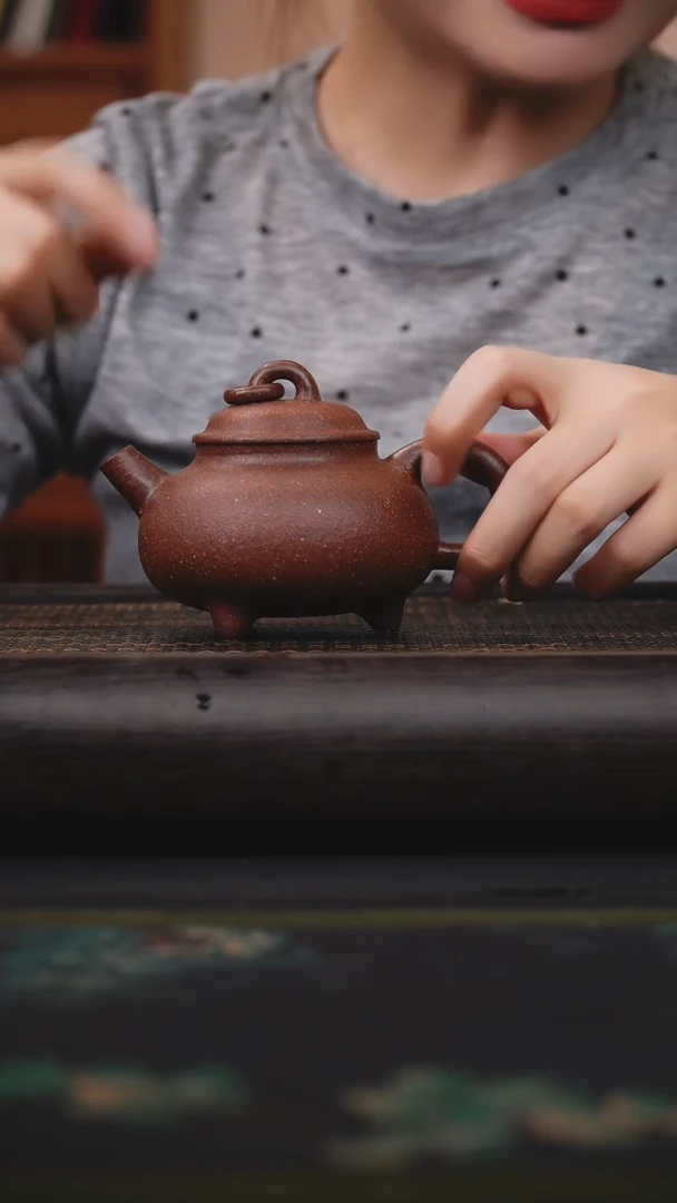 茶壶紫砂大彬金砂 三足单圈