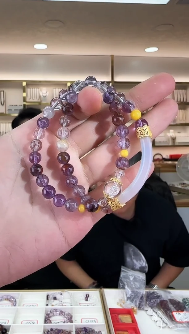 【闪购商品】水晶手串银S925镶嵌紫幽灵 多样性发一件