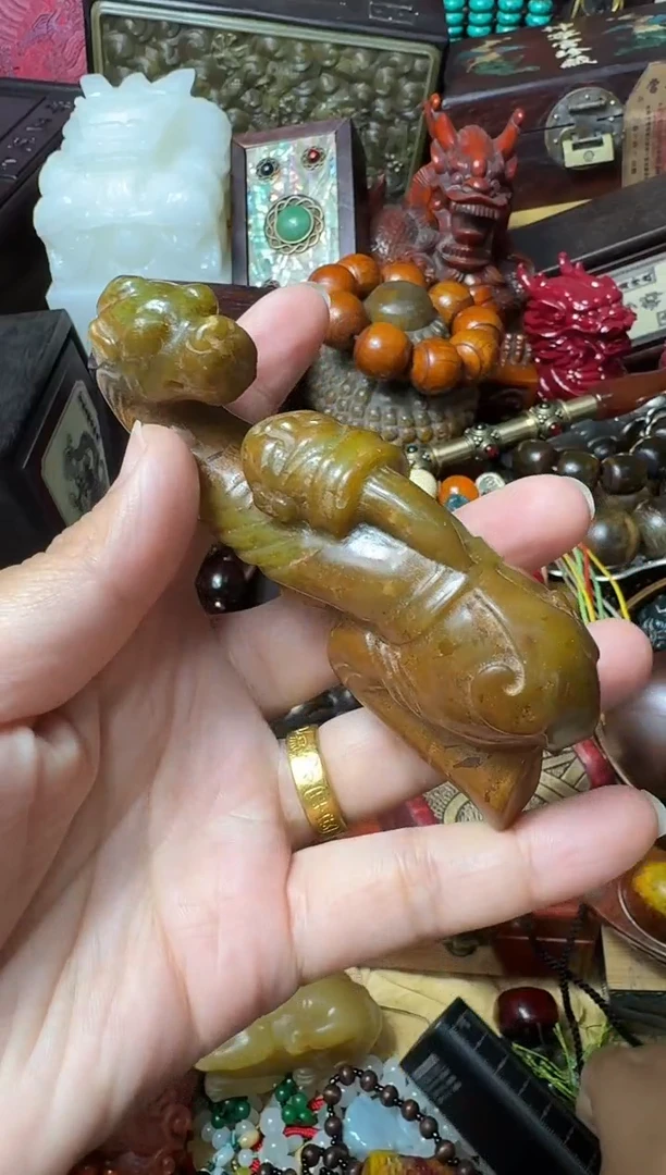 未镶嵌和田玉（翠青玉）摆件主播推荐：一物一拍，讲解为准！