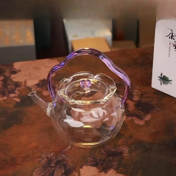 紫水晶祥云玻璃提梁壶防烫可加热夏季花茶壶单壶 A12669