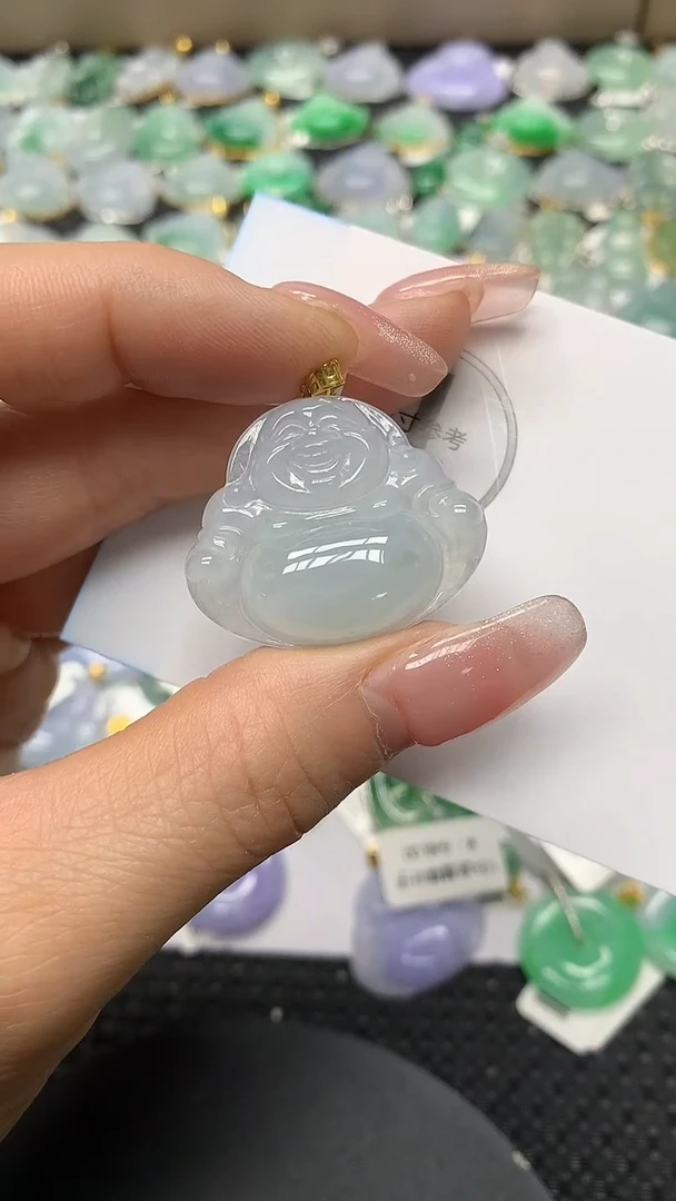 颈饰18K金镶嵌翡翠a货支持复检百元以上9元证书费自理