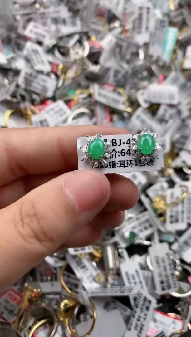 银S925镶嵌戒指翡翠555     10