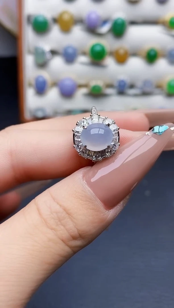 银S925镶嵌戒指翡翠0023