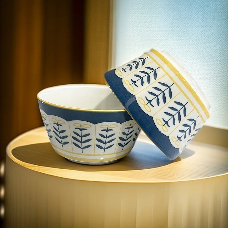 10只装小蓝花碗家用颜值陶瓷餐具米饭碗小碗陶瓷碗