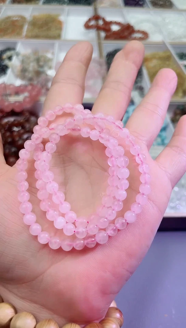 水晶手链未镶嵌多圈粉水晶