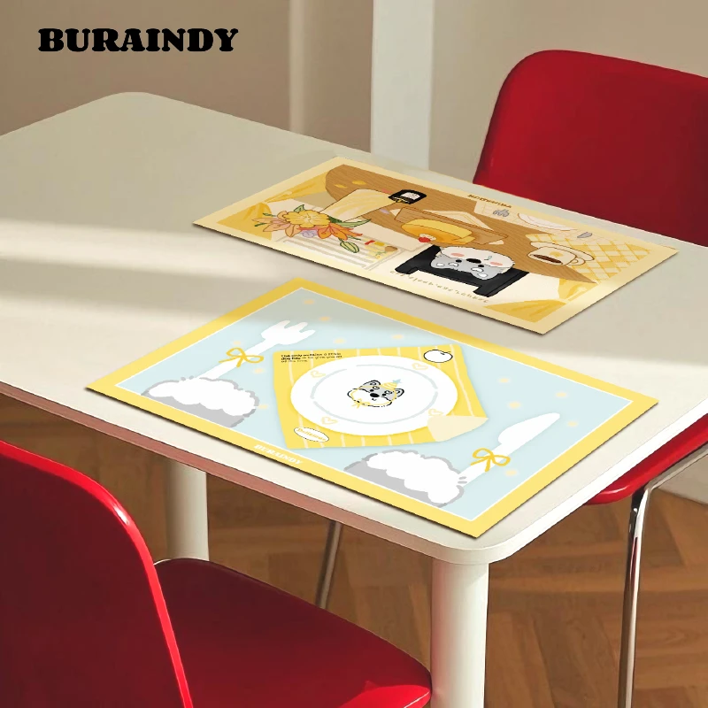 【BURAINDY】雪纳瑞原创周边餐垫高级ins风PVC双面皮革防水防油耐脏