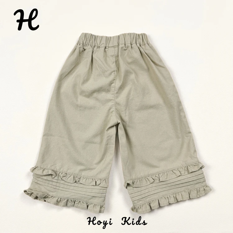 2025新秋季中小儿童女孩套时髦木耳边休闲弹性宽松收腰阔腿长裤