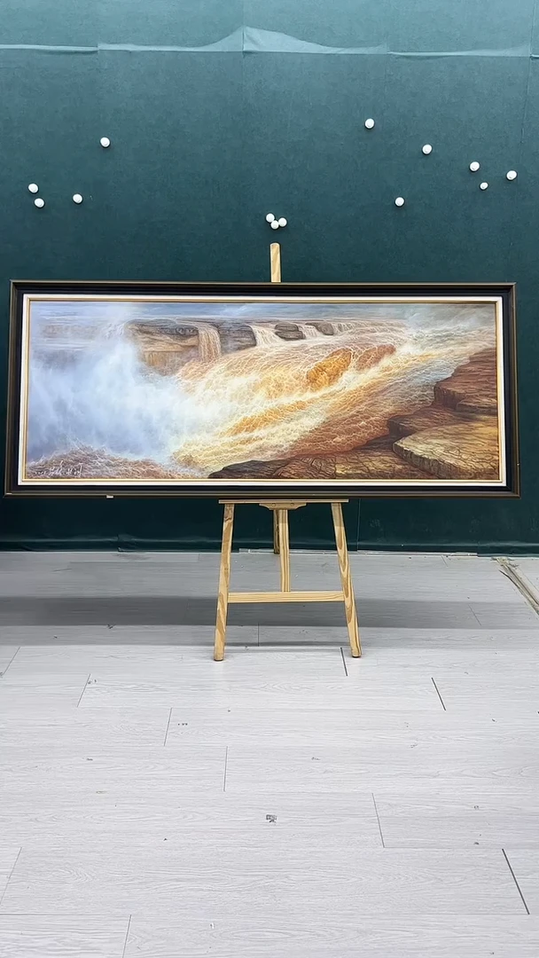 油画梁静-70x180-黄河-带框-带大才书