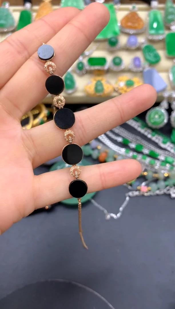 【闪购商品】翡翠手串18K金镶嵌170-中国好珍宝