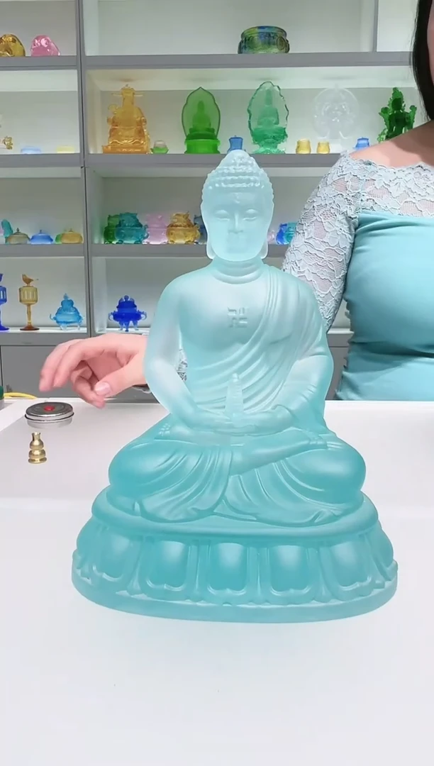 手工艺品琉璃@****天古法琉璃21cm药师佛