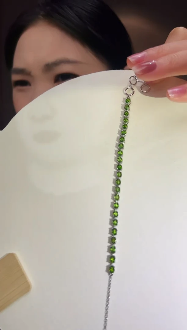 银S925镶嵌透辉石手链26【】