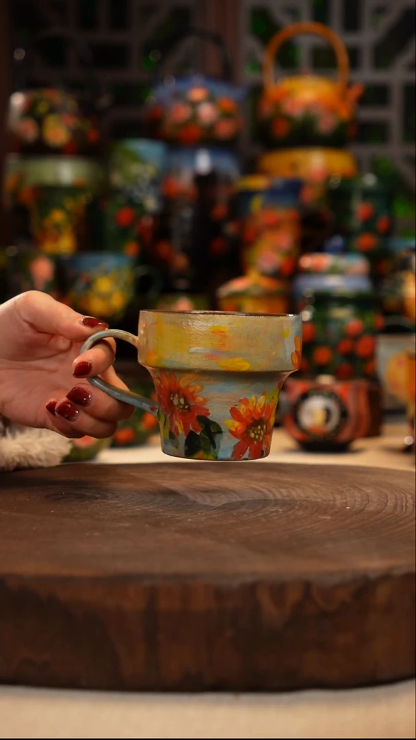 紫砂油画手绘釉下彩