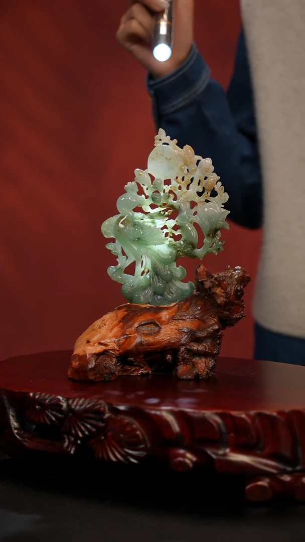 未镶嵌摆件翡翠凤穿牡丹