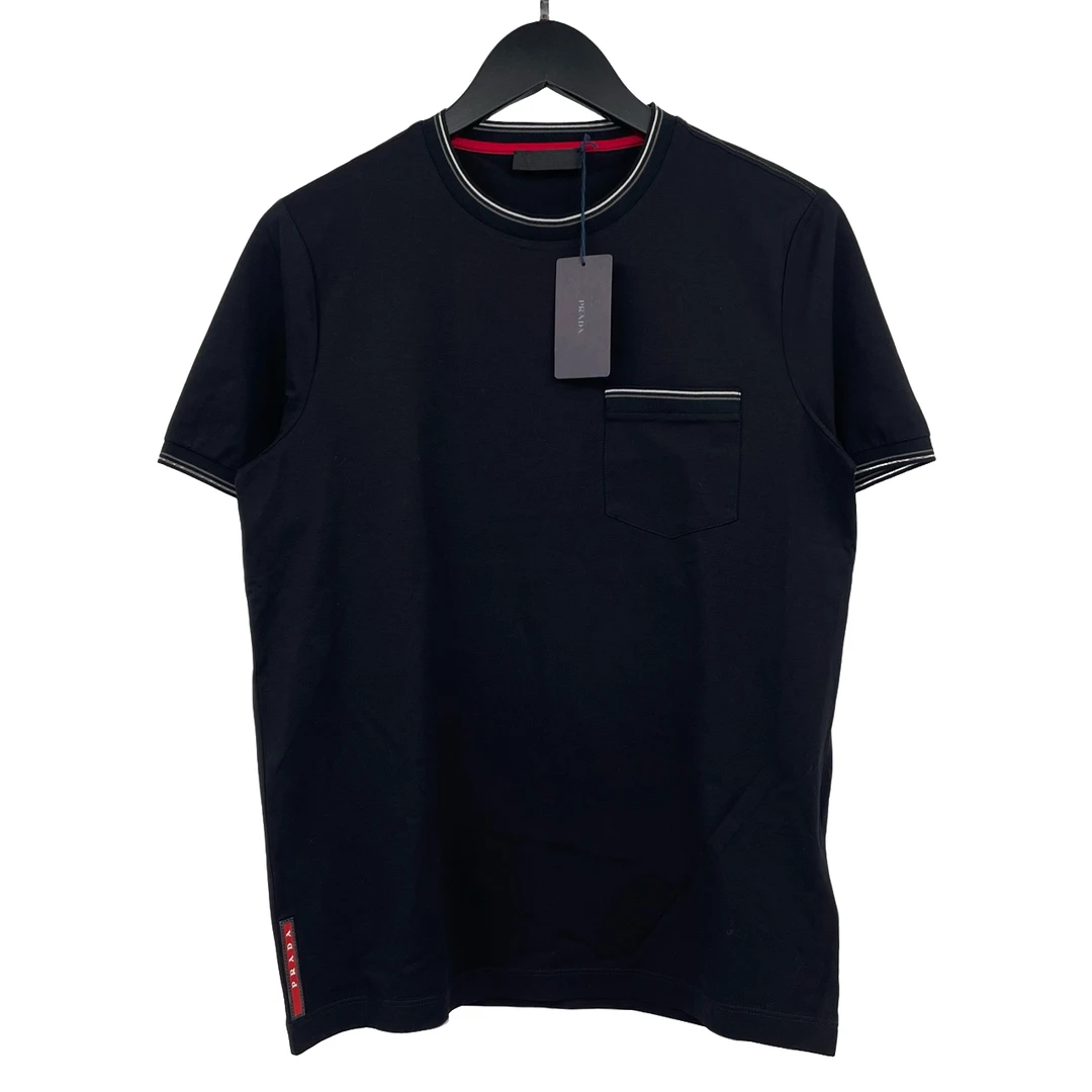 全新未使用 Prada/普拉达 下摆胶牌logo条纹口袋短袖 A 叶子082