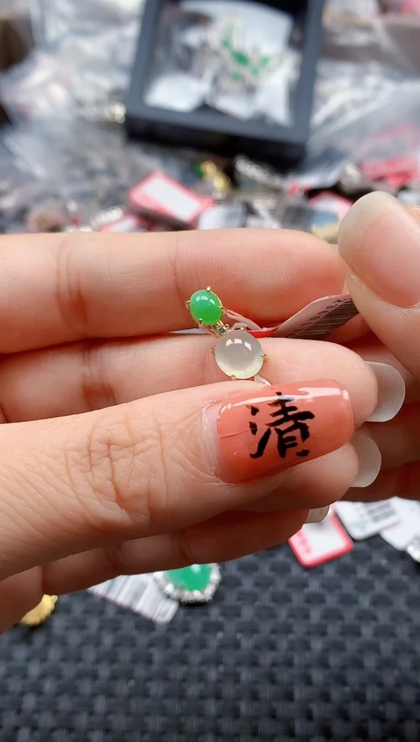 银S925镶嵌戒指翡翠天然A货缅甸翡翠
