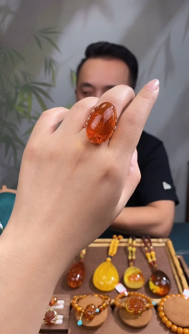 裸石琥珀银S925镶嵌 基地发货 一物一证 顺丰包邮