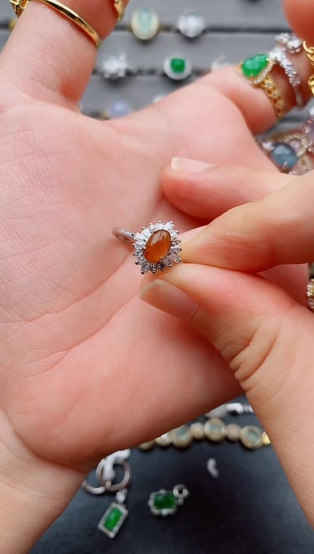 翡翠戒指银S925镶嵌向**生一物一证