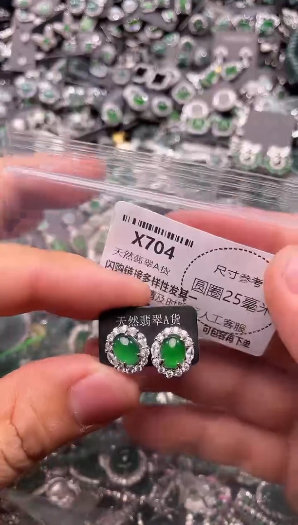 翡翠未镶嵌颈饰X704耳钉