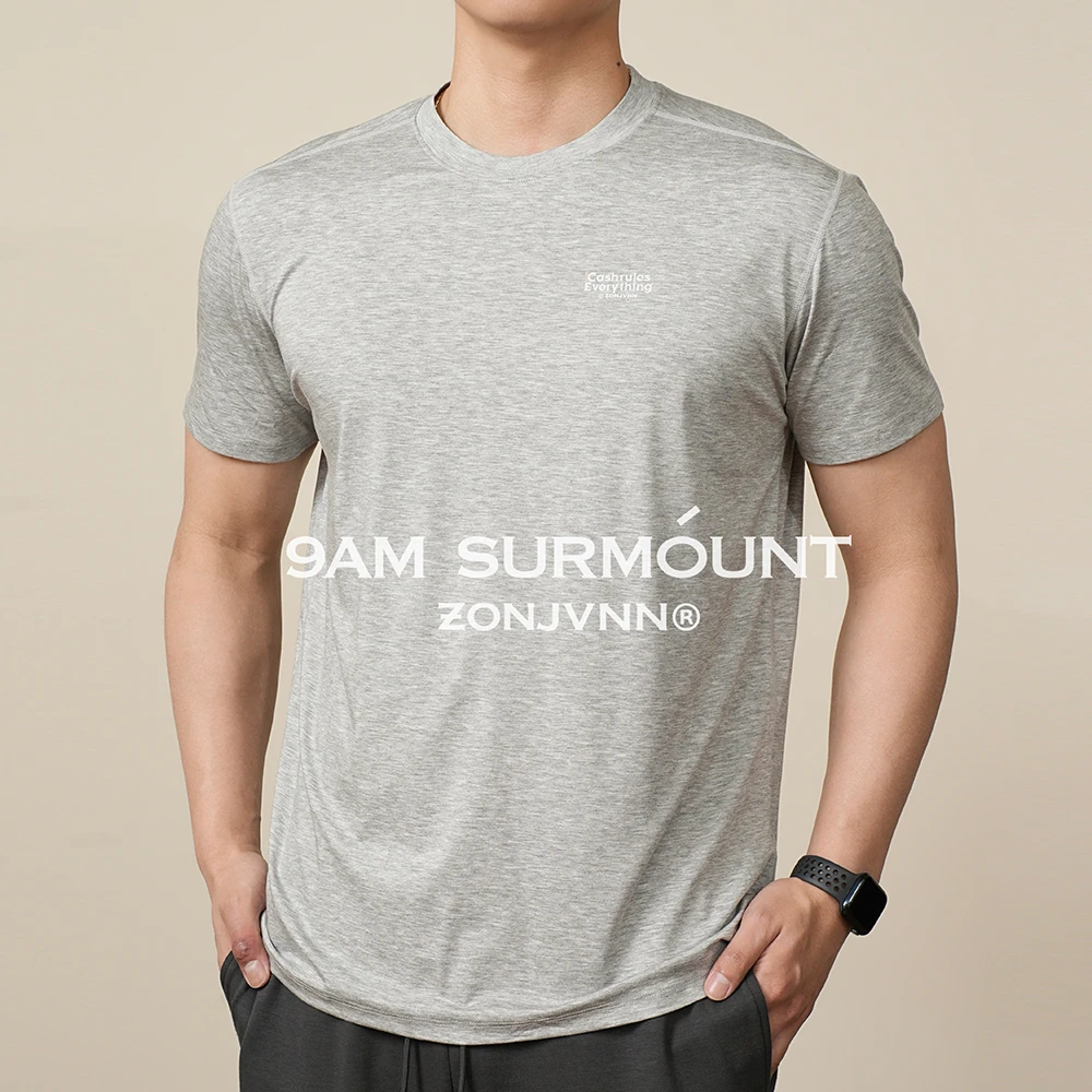 ZONJVNN健身T恤印花运动跑步吸湿排汗速干短袖宽松休闲科技面料