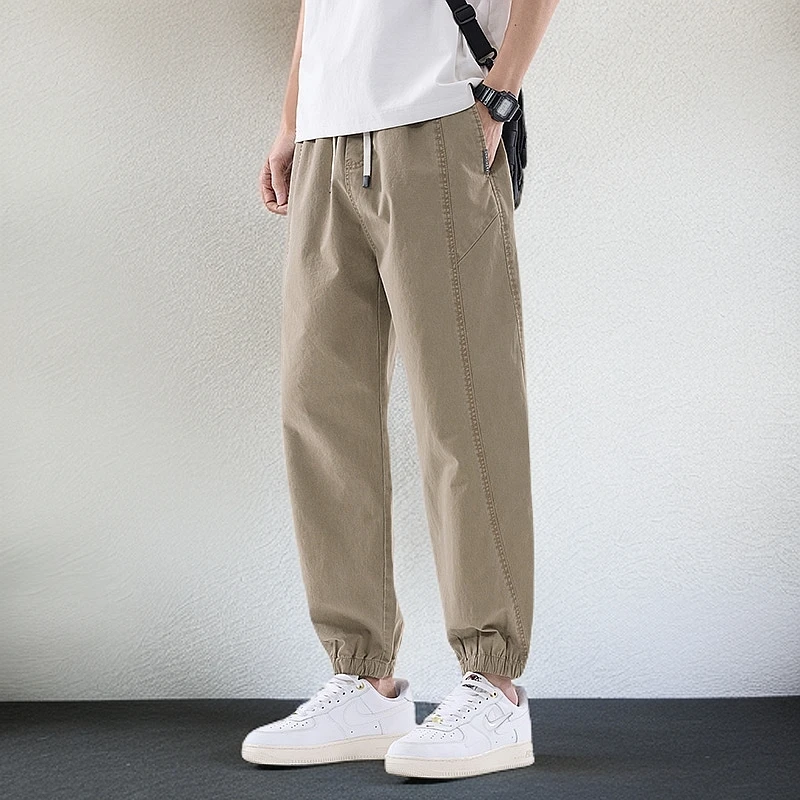 夏季潮牌工装裤男宽松束脚裤2025春夏新款哈伦裤休闲百搭哈伦裤子