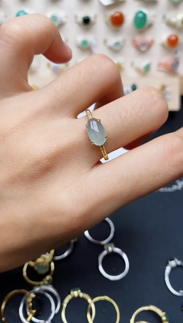 【闪购商品】翡翠戒指银S925镶嵌缅甸翡翠