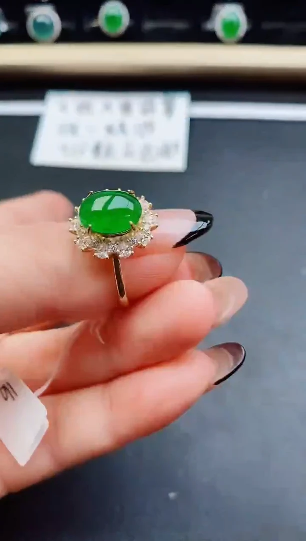 翡翠戒指银S925镶嵌508500