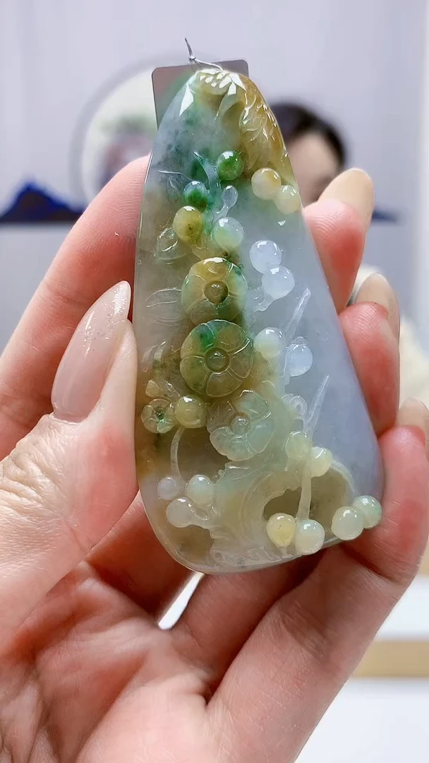 未镶嵌定制翡翠5160MM-毛货挂件63