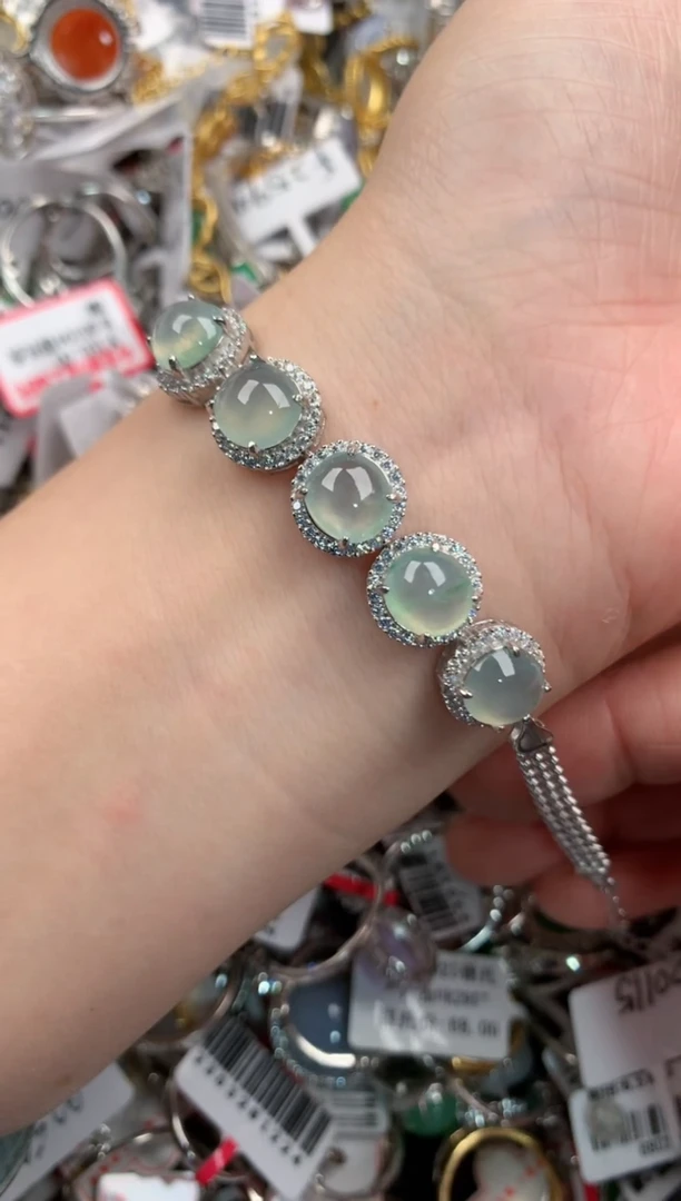 银S925镶嵌戒指翡翠999          1