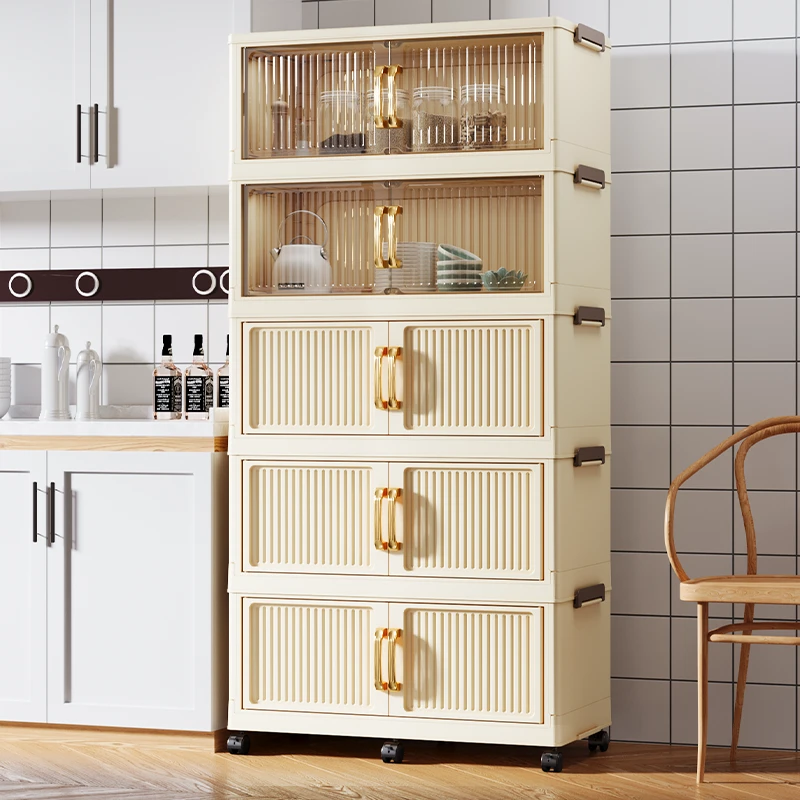 升级6轮(83CM宽）收纳柜加厚JL储物柜客厅家用收纳柜折叠玩具柜